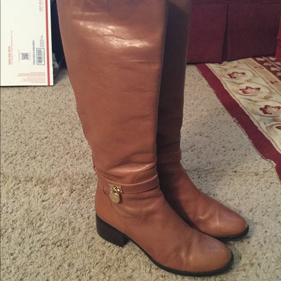 MICHAEL KORS HAMILTON TAN LEATHER RIDING BOOTS, 9 - Picture 7 of 7